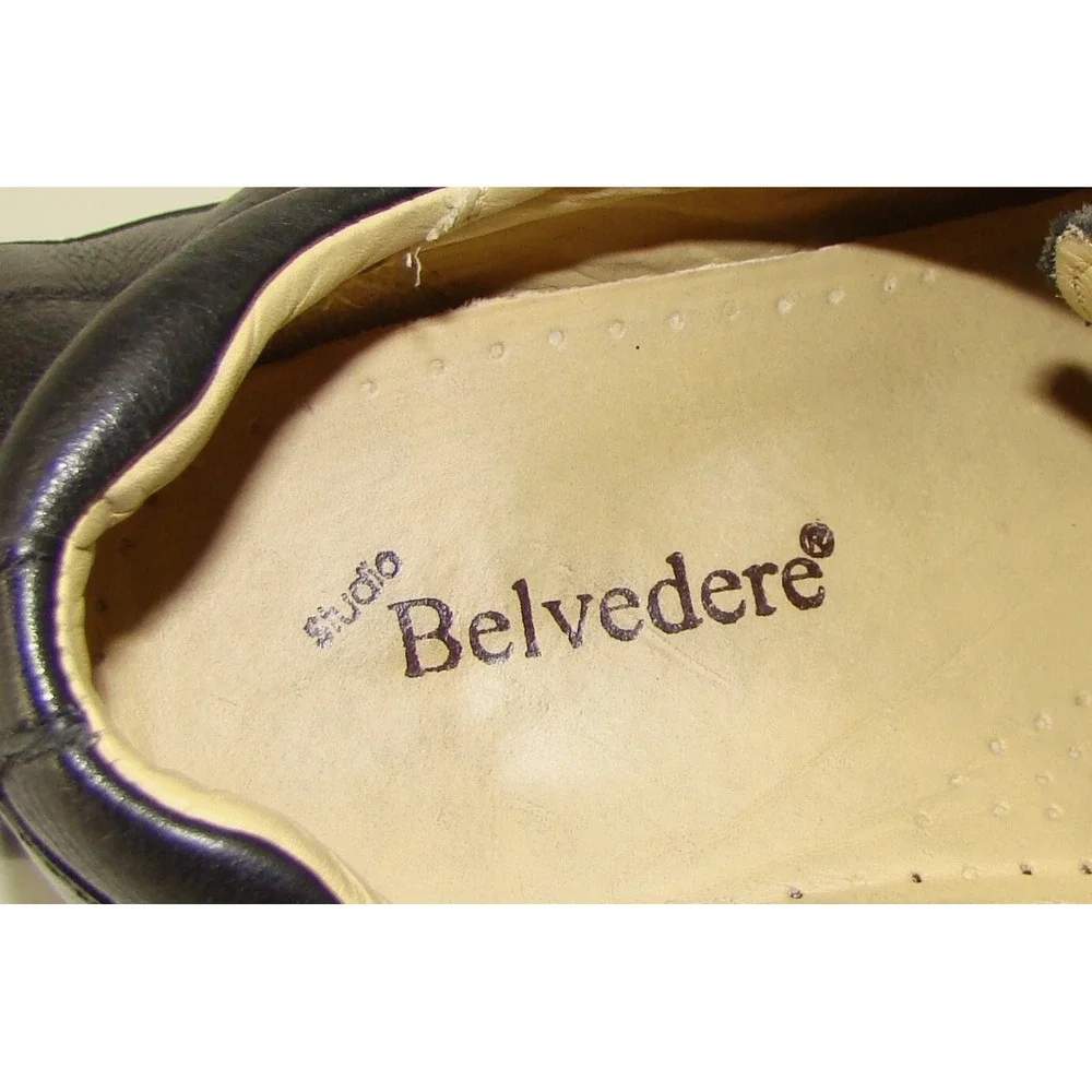 Belvedere Bay Bridge Extra Wide Black Pebble Leather Shoes MENS SZ 9 EEE C114